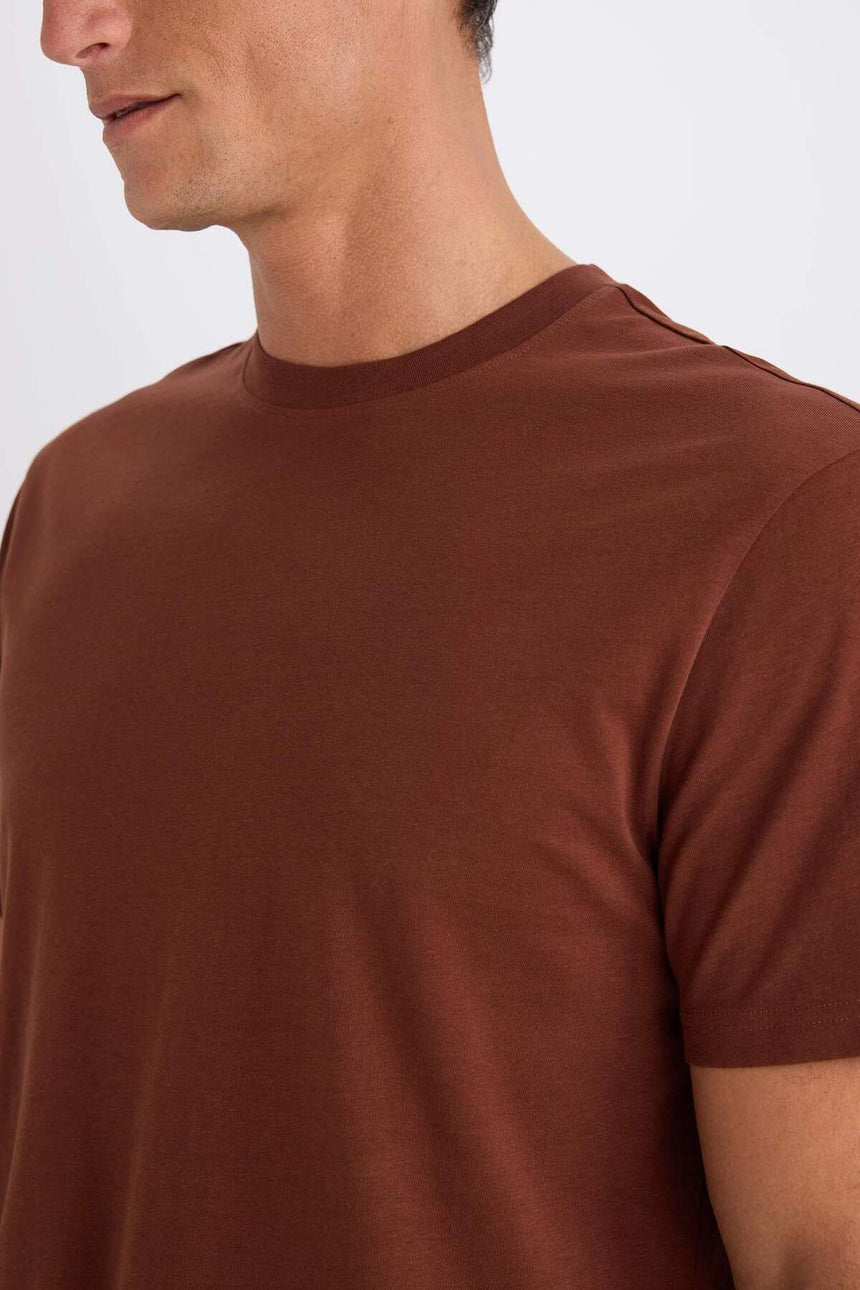 DeFacto V7699AZ Erkek T-Shirt - Kahverengi