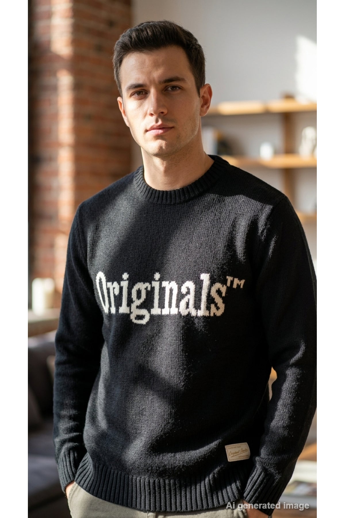 Jack & Jones Originals Montreal Erkek Triko Kazak 12310053 - Siyah