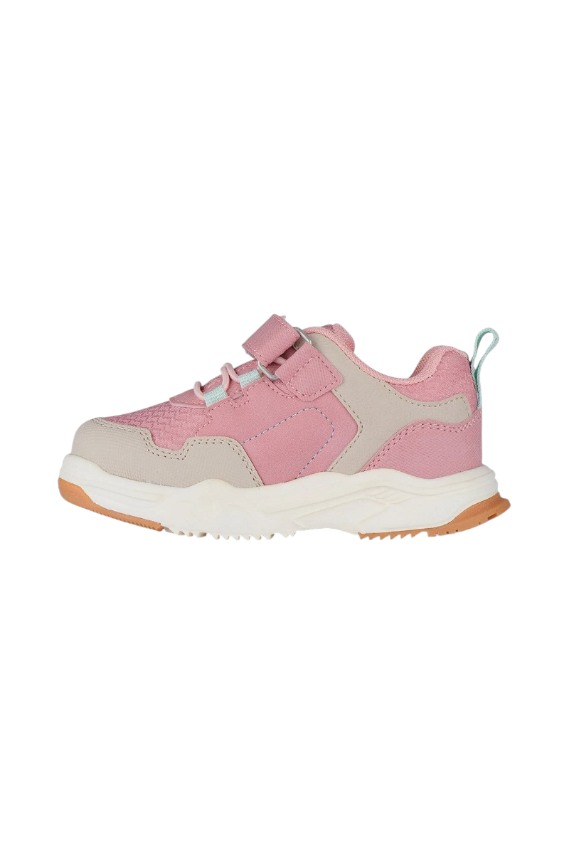 Sporline Vicco pudra pembe suni deri çocuk sneaker, cırt cırtlı ve bağcıklı günlük spor ayakkabı modeli