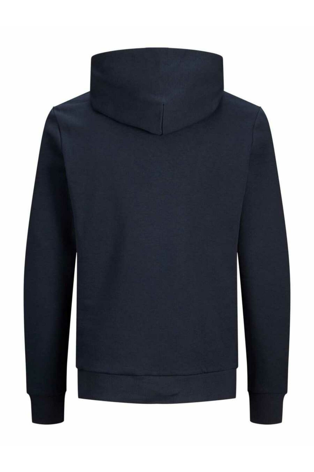 Jack & Jones Corp Logo Erkek Kapüşonlu Sweatshirt 12152840 - Koyu Lacivert