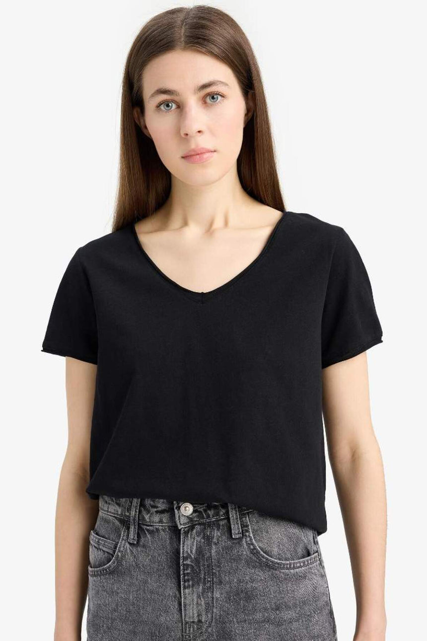 DeFacto K1507AZ Kadın T-Shirt - Siyah