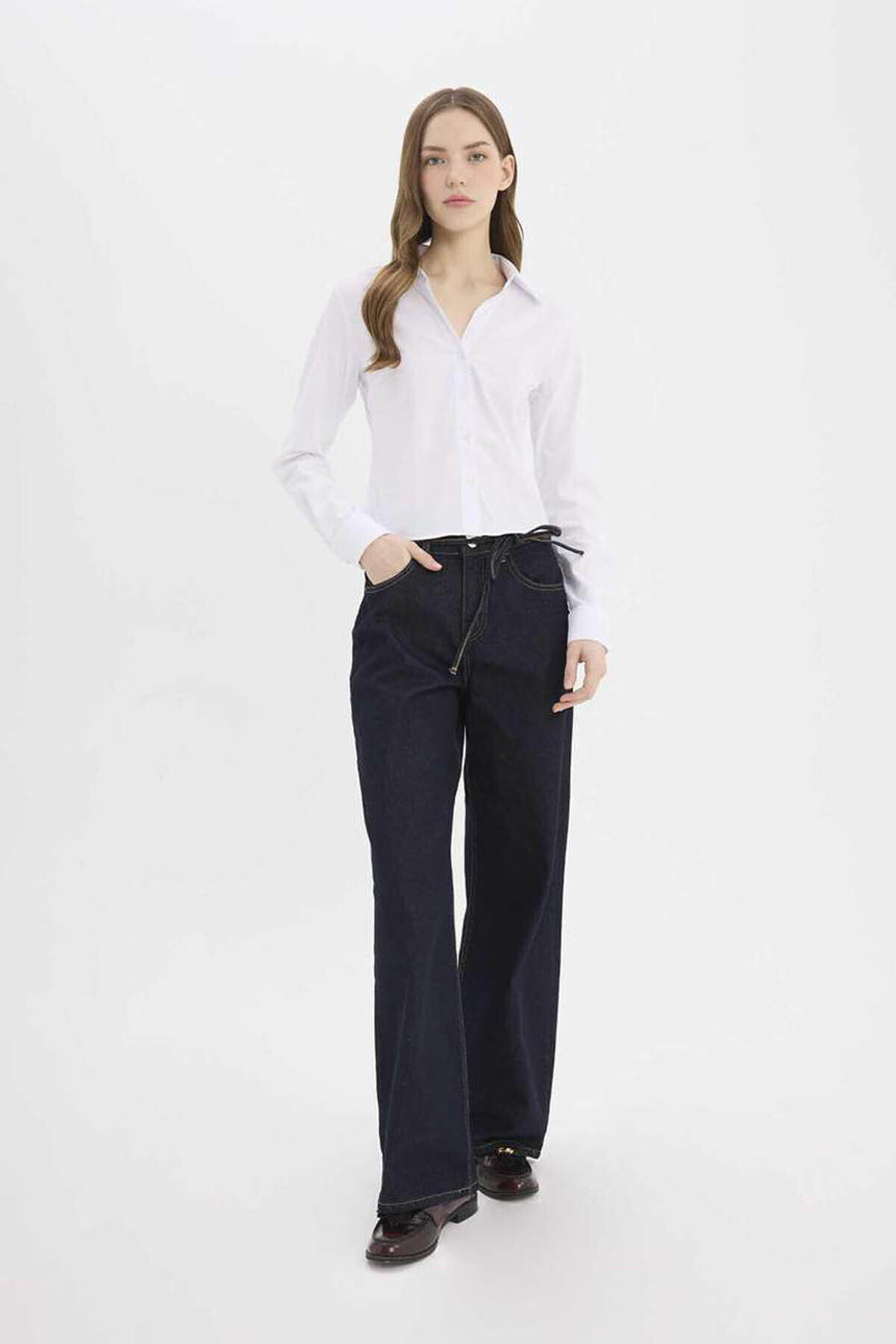Defacto Kadın Trousers E5707Ax - Mavi/Siyah