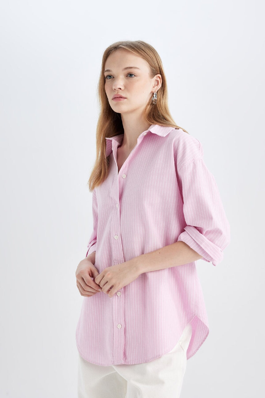 Defacto Kadın Long Sleeve Shirt D4015Ax - Açık Pembe