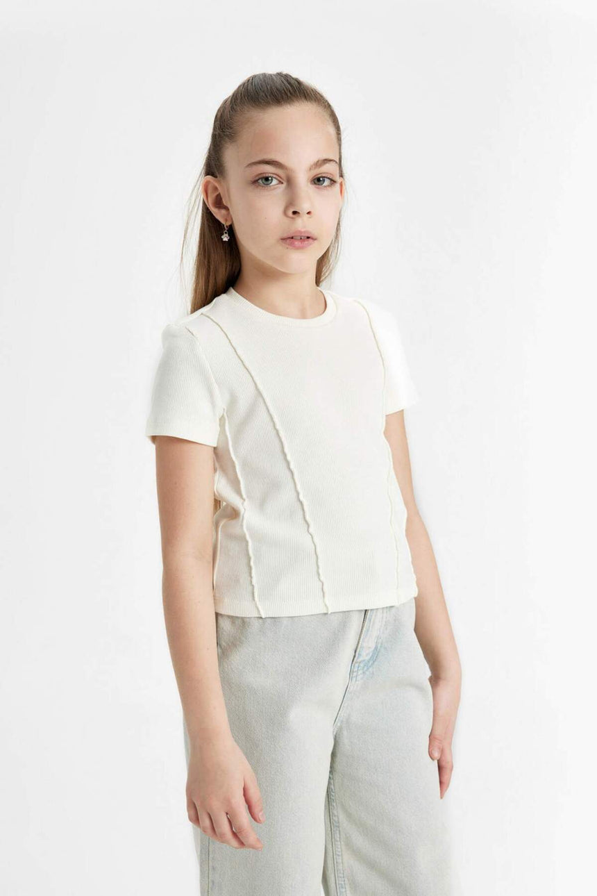 DeFacto C0104A8 Çocuk T-Shirt - Ekru