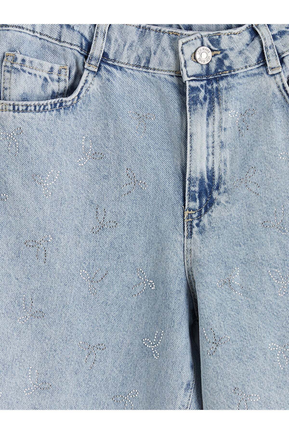 LC Waikiki Kız Çocuk Taşlı Wide Leg Jean Pantolon S6MP14M4 - Açık Mavi