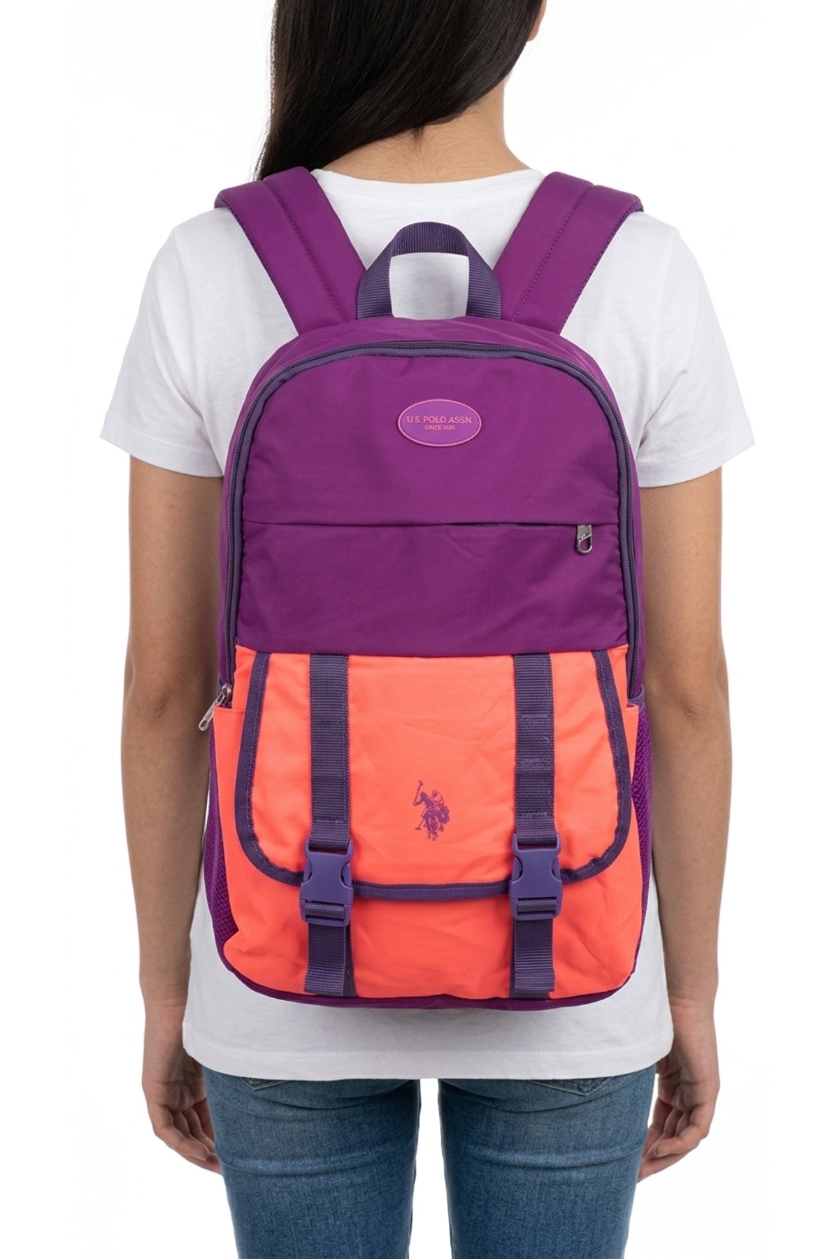 U.S. Polo Assn. Kız Çocuk Okul Çantası PLCAN26084 - Mor/Neon Pembe