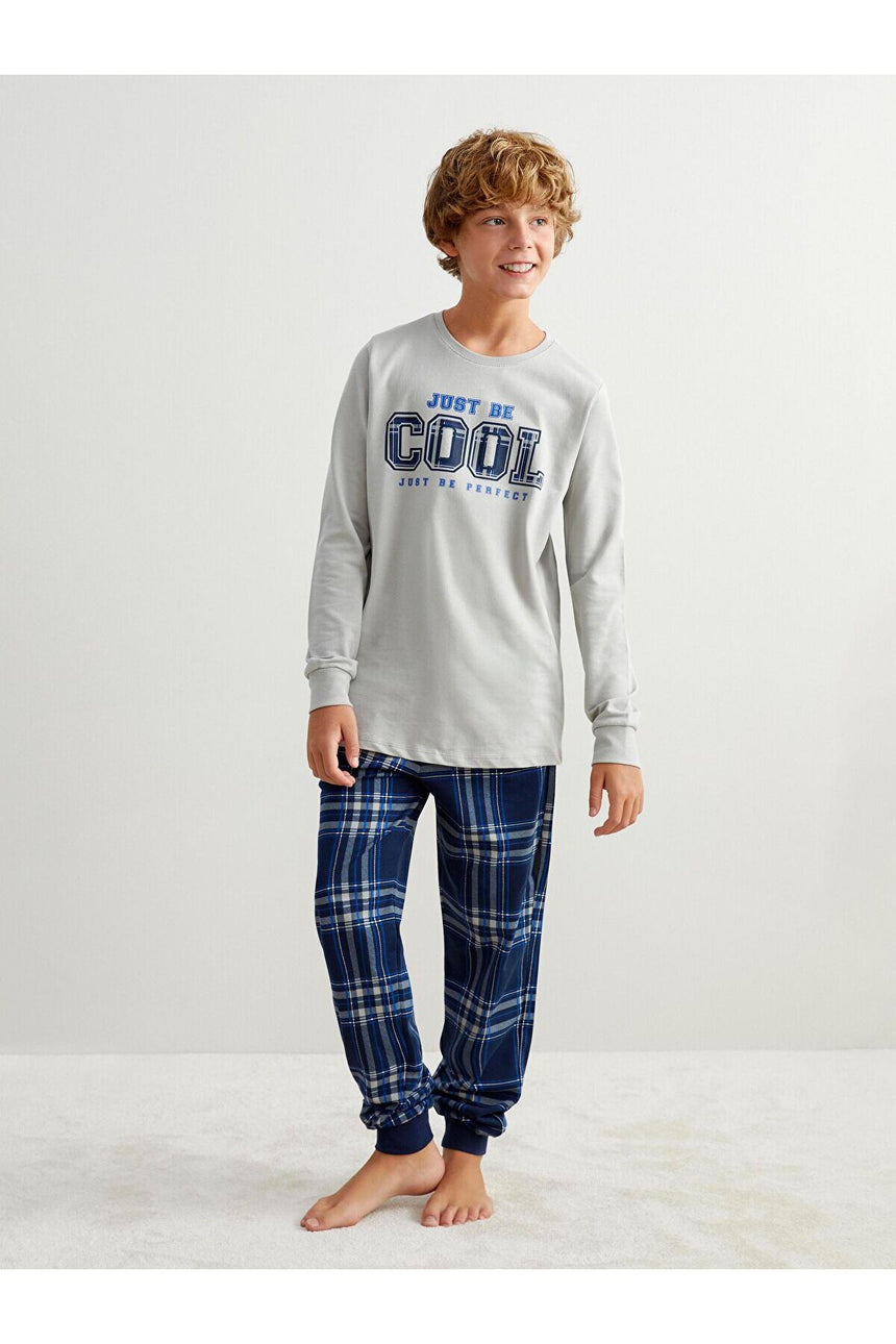 LC Waikiki Çocuk Pijama Takımı W5N538B4 - Mat Gri