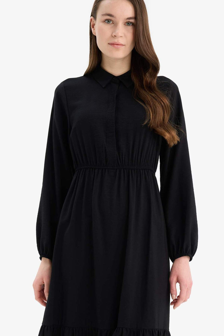 Defacto Kadın Long Sleeve Woven Dress D5851Ax - Siyah