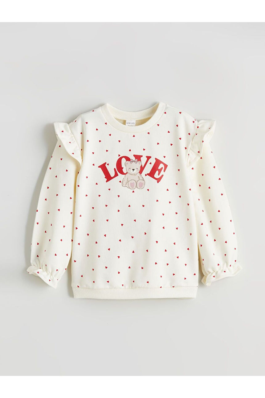 LC Waikiki Çocuk Uzun Kollu Sweatshirt W5NE33B1 - Krem