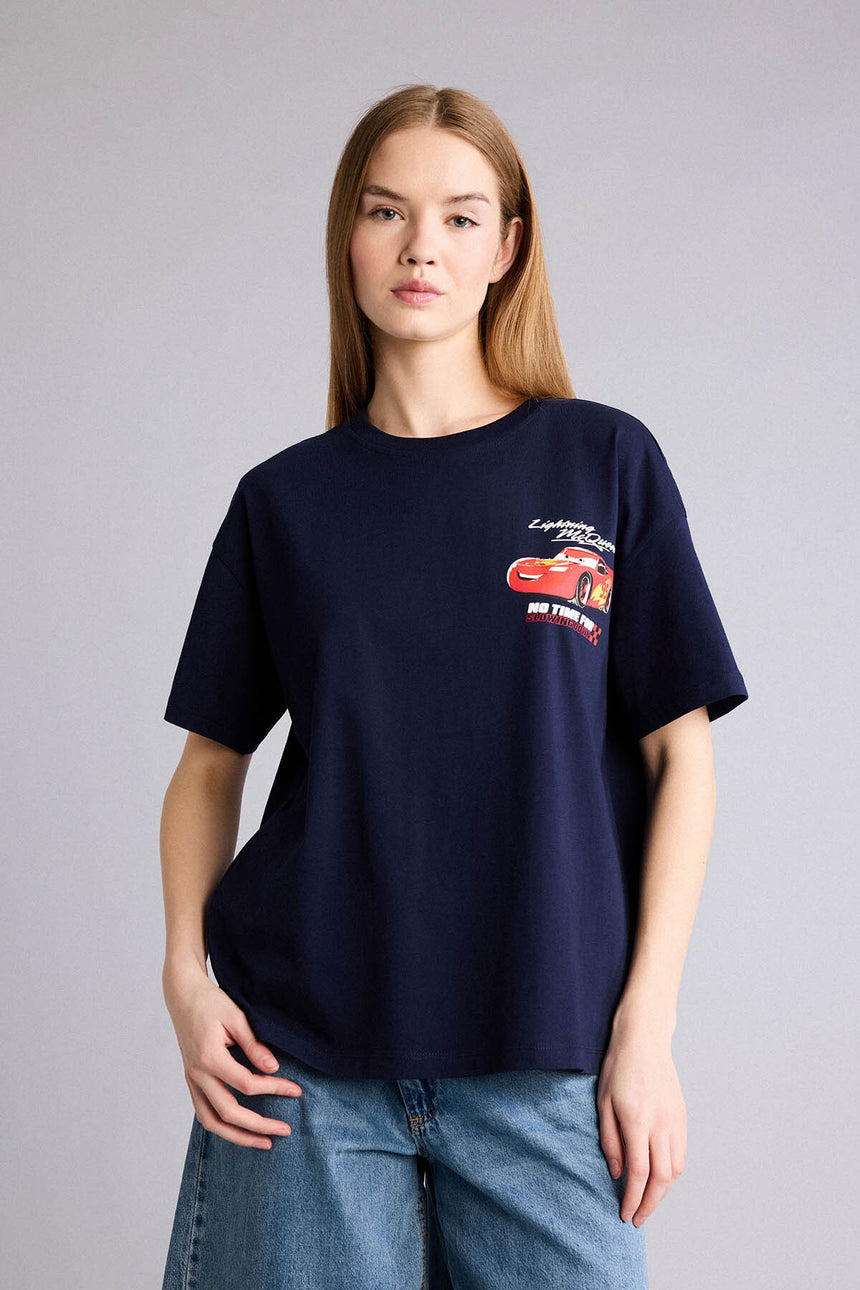 DeFacto H0552AX Kadın T-Shirt - Koyu Lacivert