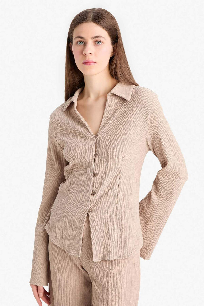 Defacto Kadın Long Sleeve Blouse E8277Ax - Kahverengi / Kum Beji