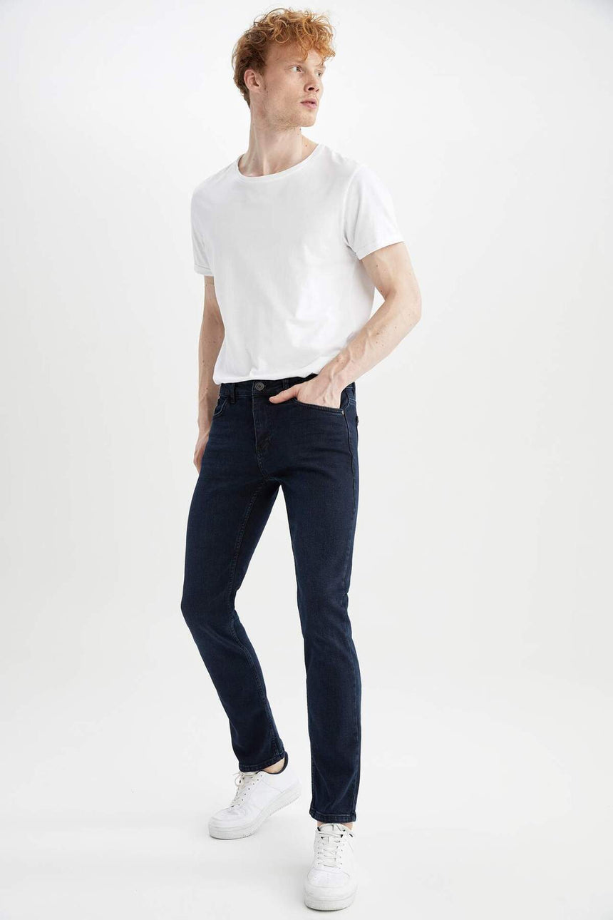 DeFacto W7086AZ Erkek Jean Pantolon - Mavi / Siyah