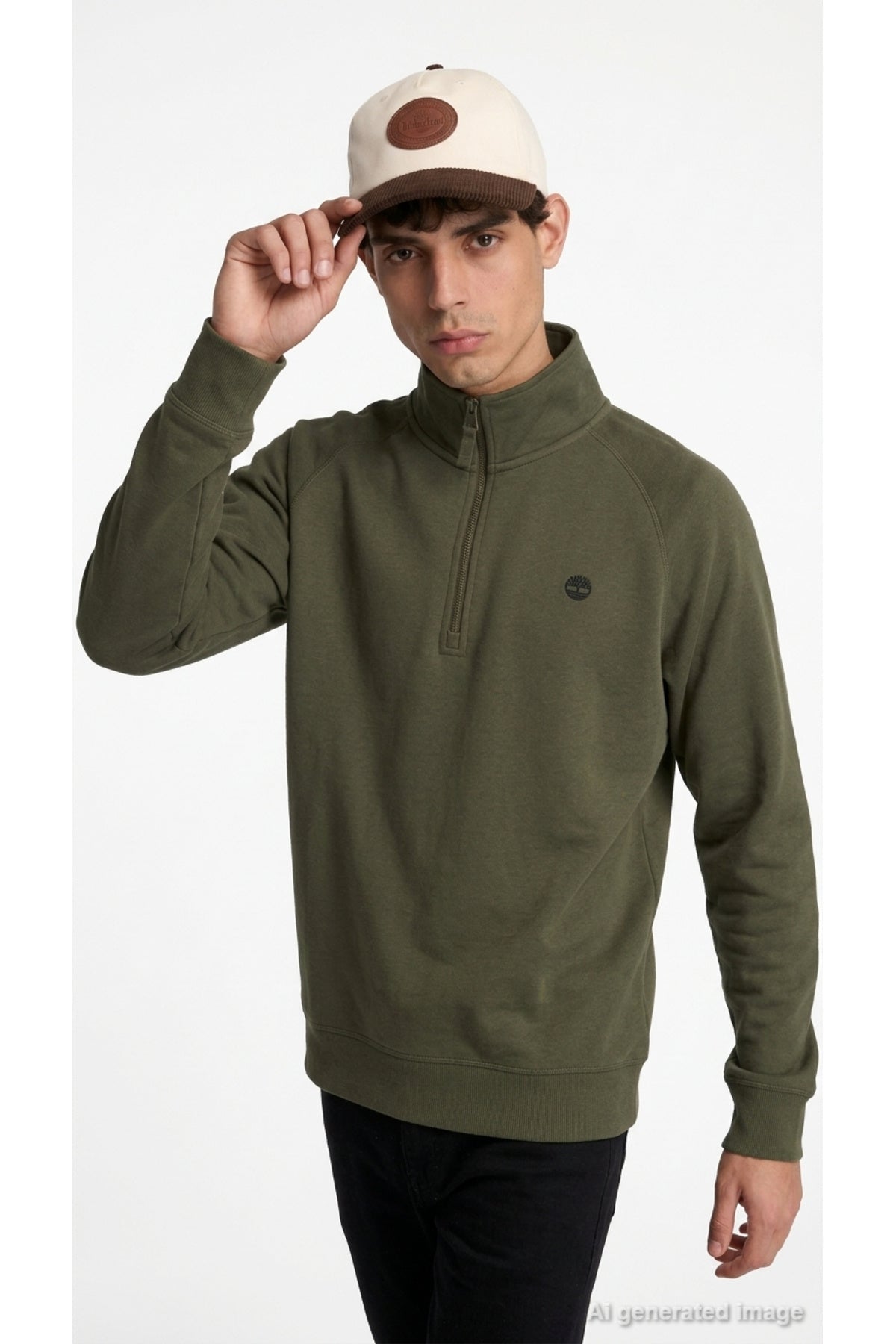 Timberland Erkek Exeter River Yarım Fermuarlı Sweatshirt TBC0YHB9AIE1 - Koyu Haki