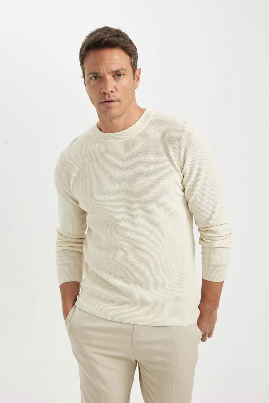 Defacto Erkek Pullover A5181Ax - Ekru