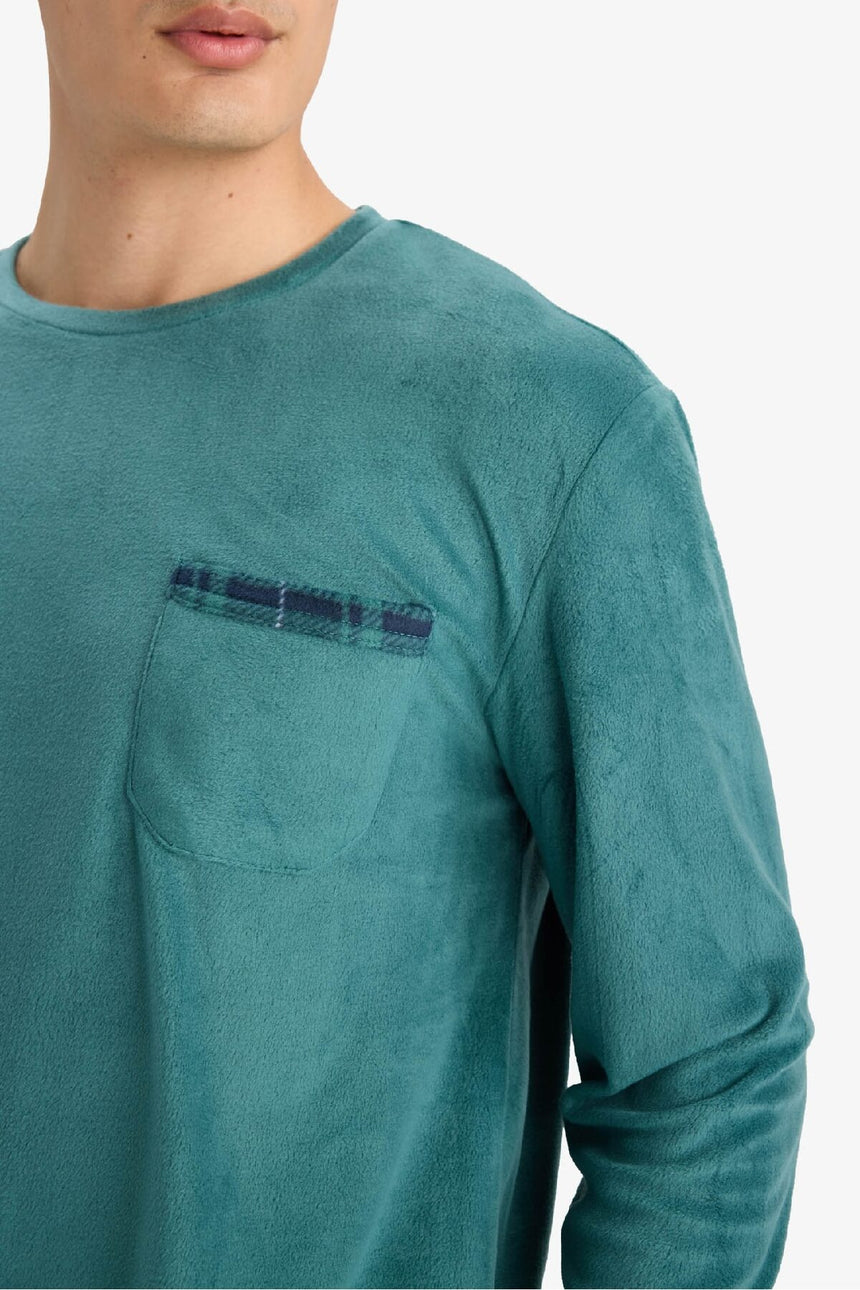 DeFacto Erkek Pijama Takımı D0047AX - Yeşil