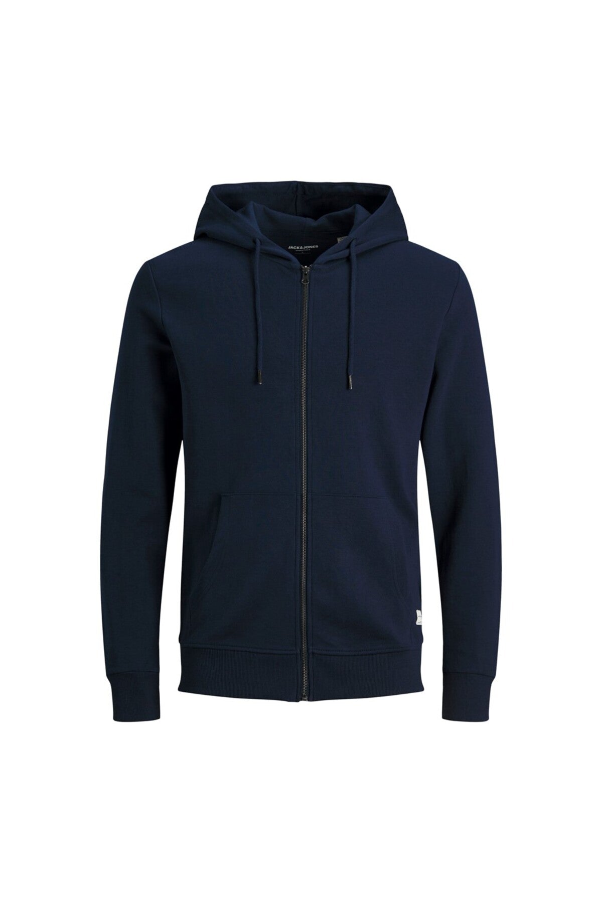 Jack & Jones Plus Basic Erkek Büyük Beden Kapüşonlu Fermuarlı Sweatshirt 12182493 - Koyu Lacivert