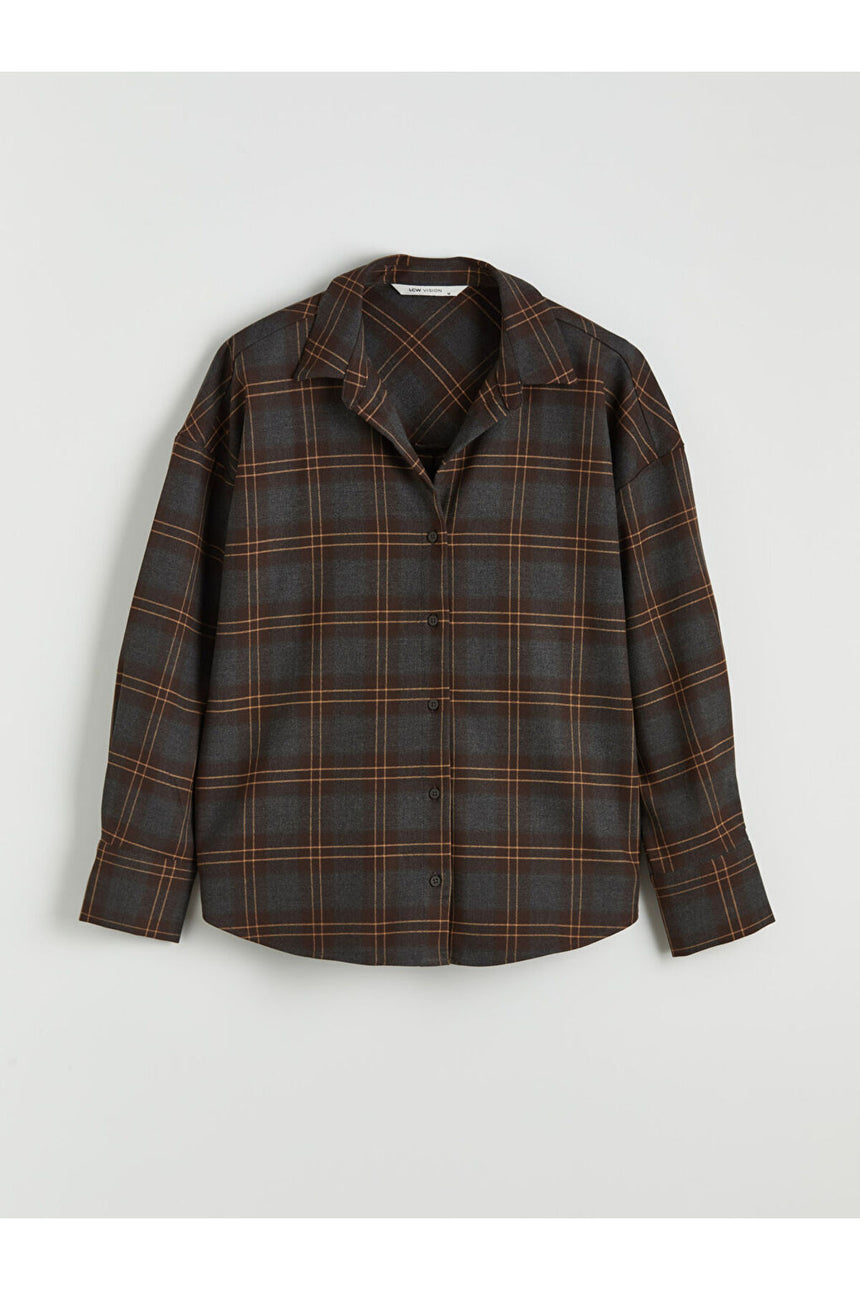 LCW KADIN S6M334B8 UK.GMK,SHIRTY-CHECKED-6S - Koyu Gri