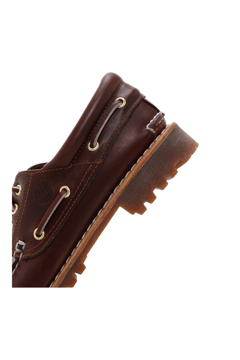 Sporline Timberland Authentic koyu kırmızı deri erkek tekne ayakkabısı, yan detaylı ve tırtıklı tabanlı tasarım