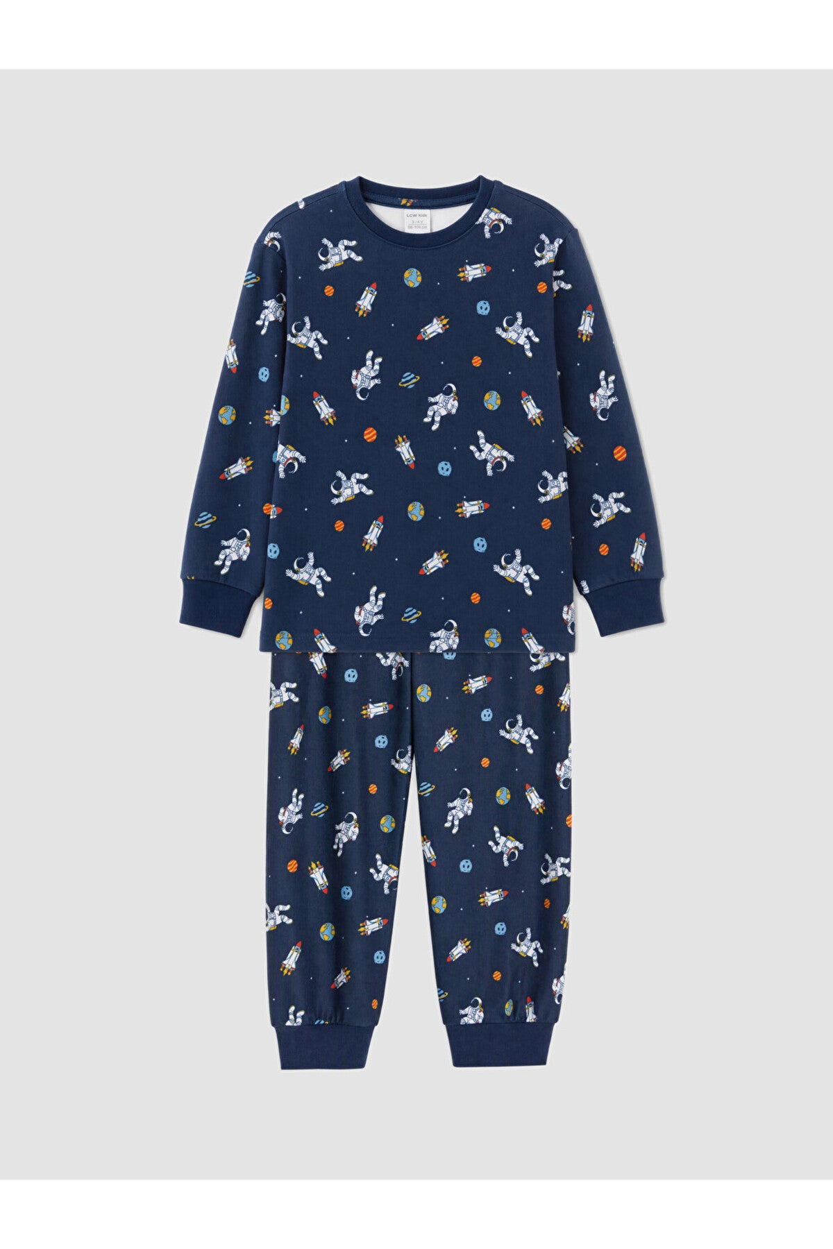 LC Waikiki Çocuk Desenli Pijama Takımı W64082D4 - Koyu Lacivert