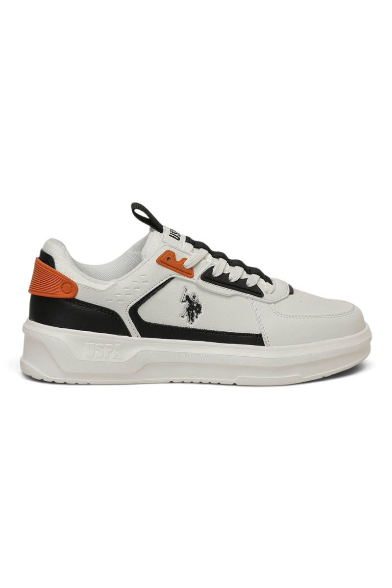 Sporline U.S. Polo Assn. bej renkli, suni deri detaylı, yan kısmında logo bulunan erkek sneaker ayakkabı