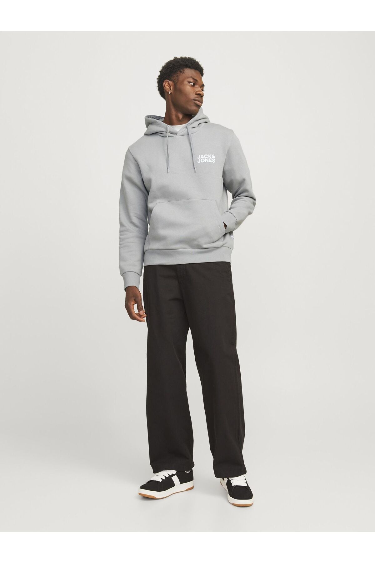 Jack & Jones Corp Logo Erkek Kapüşonlu Sweatshirt 12152840 - Gri