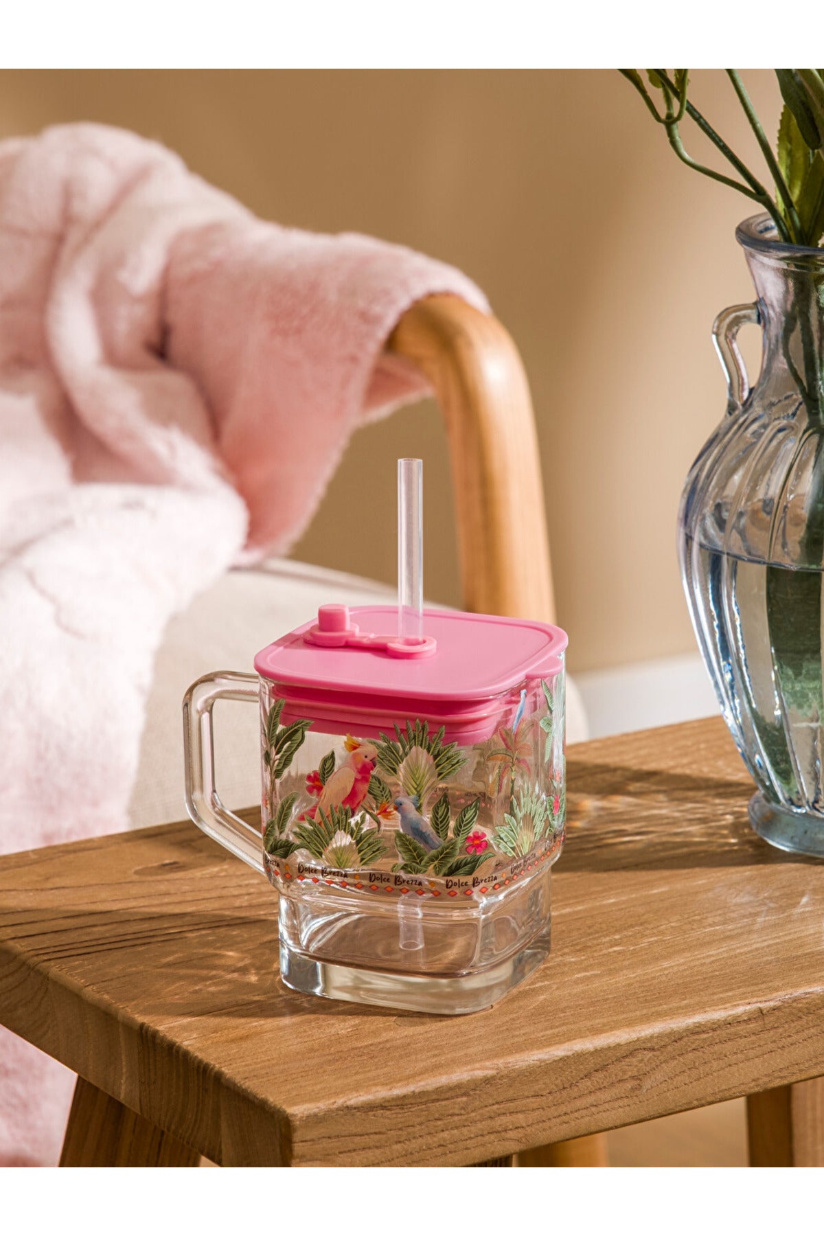 LC Waikiki Home Baskılı Pipetli Cam Bardak S6IA14B8 - Karışık