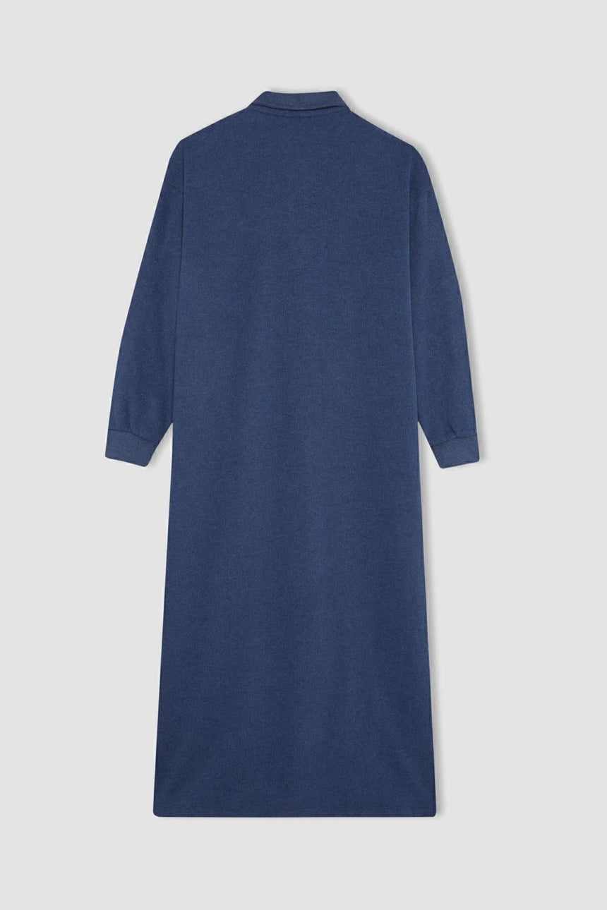 Defacto Kadın Long Sleeve Knitted Dress B7260AX - Mavi