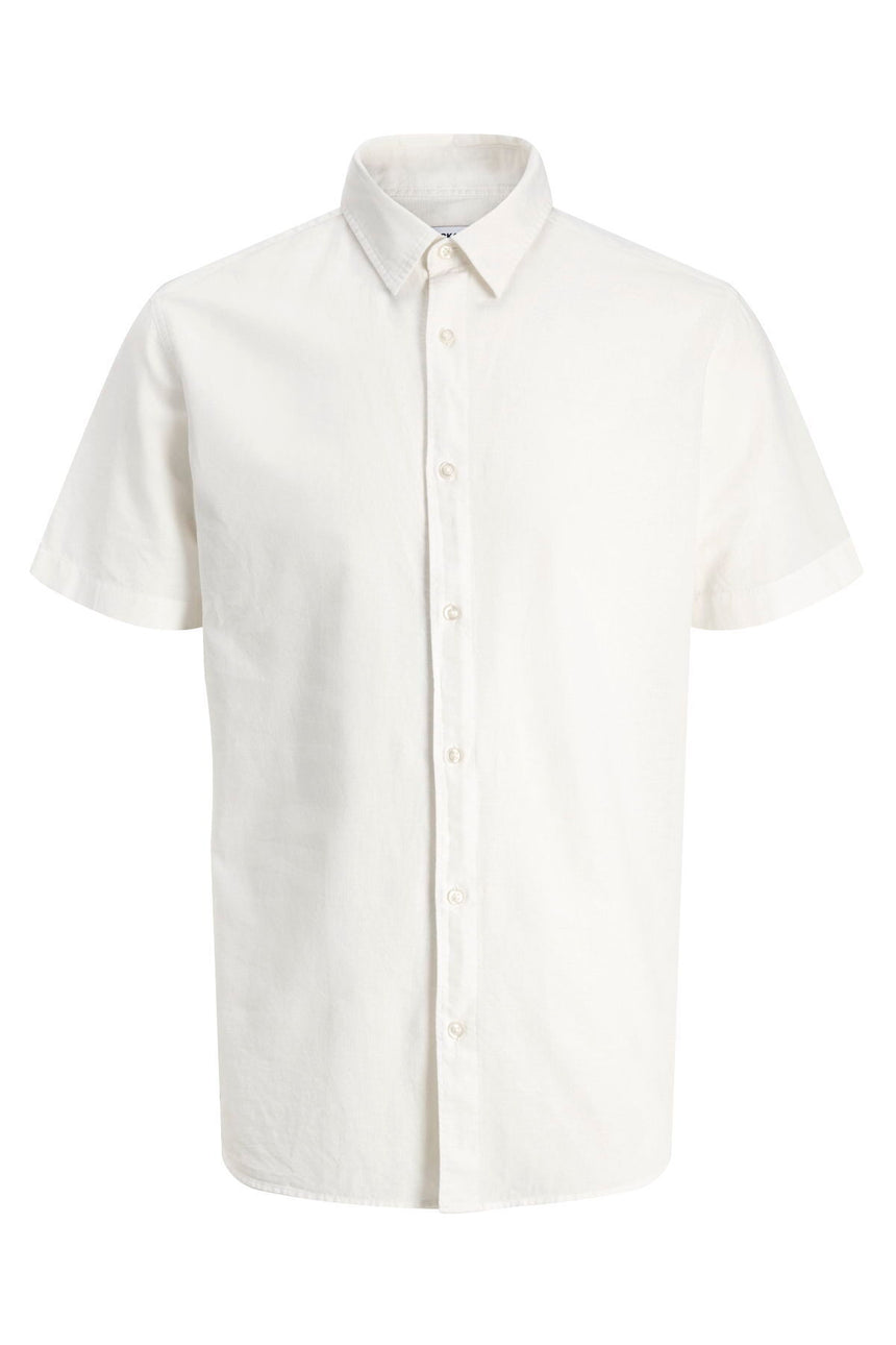 JACK&JONES JJEBREEZE LINEN BLEND SHIRT S/S SN PLS 12294285 - Beyaz