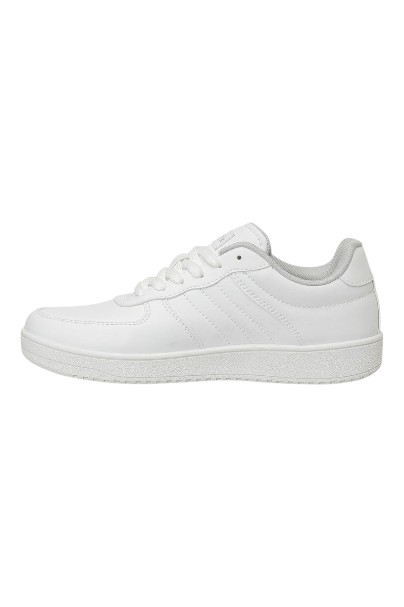 Sporline Kinetix Obert beyaz PU çocuk sneaker, günlük kullanıma uygun şık ve rahat spor ayakkabı tasarımı.