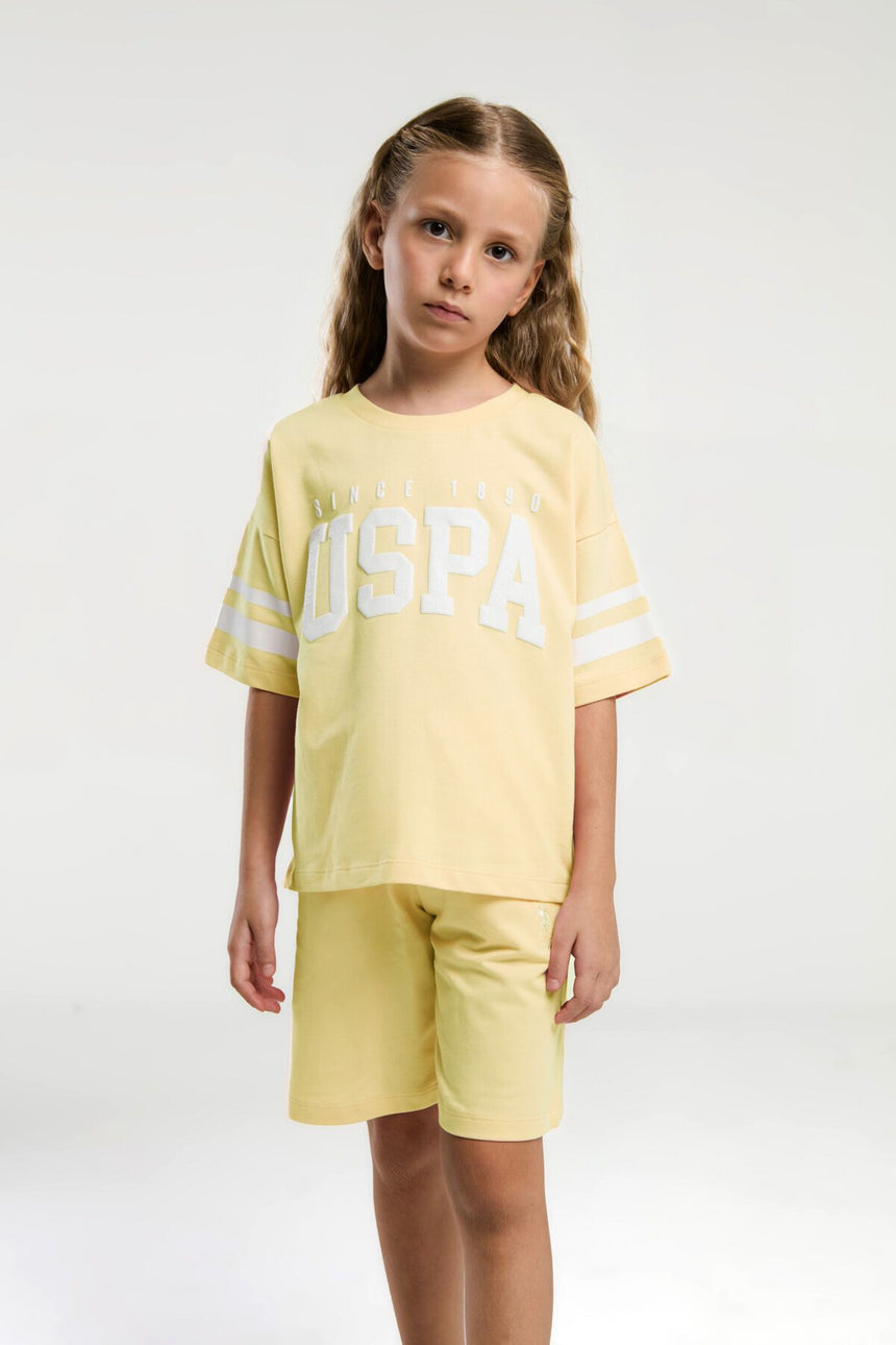 U.S. Polo Assn. Kız Çocuk Bermuda Takım US21164 - Sarı