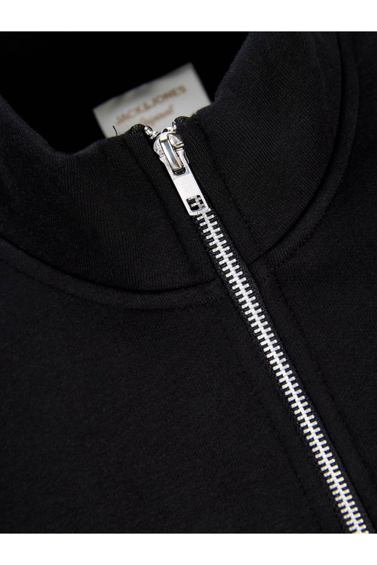 Jack & Jones Newove Erkek Dik Yaka Yarım Fermuarlı Sweatshirt 12299799 - Siyah
