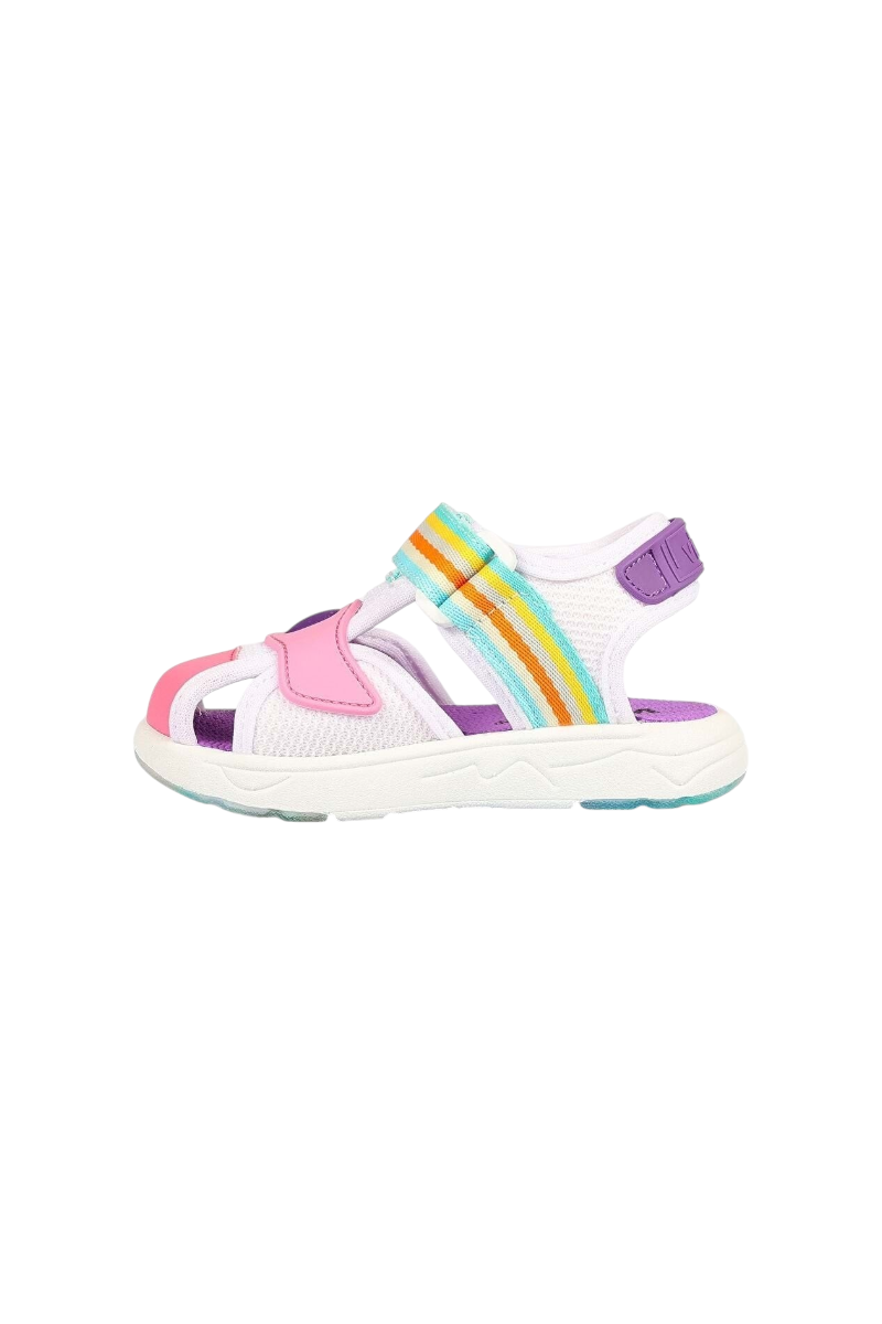 Sporline Vicco beyaz ve pembe renkli, tekstil malzemeden üretilmiş, cırt cırtlı çocuk sandalet modeli