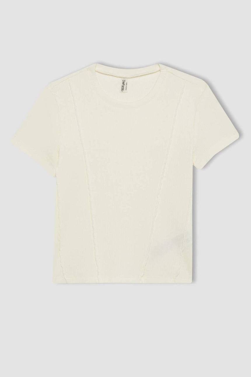 DeFacto C0104A8 Çocuk T-Shirt - Ekru