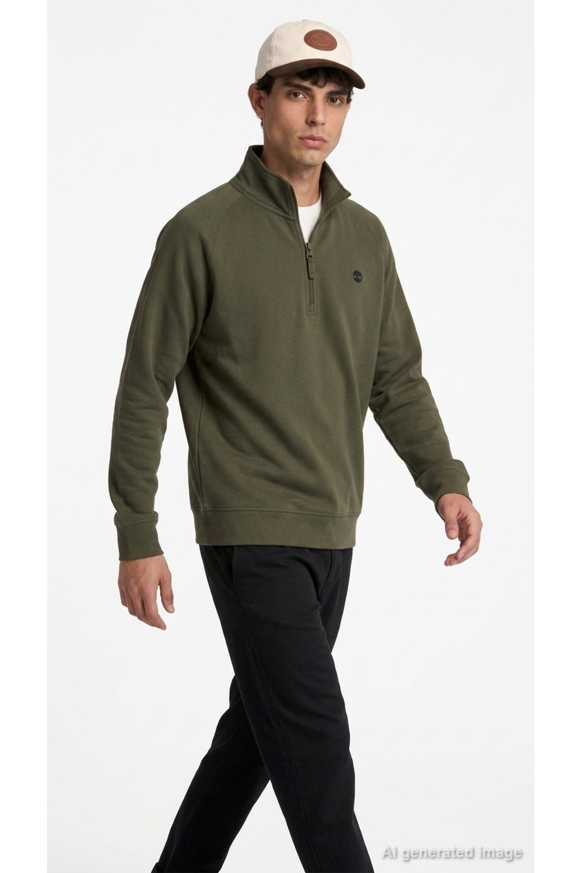 Timberland Erkek Exeter River Yarım Fermuarlı Sweatshirt TBC0YHB9AIE1 - Koyu Haki