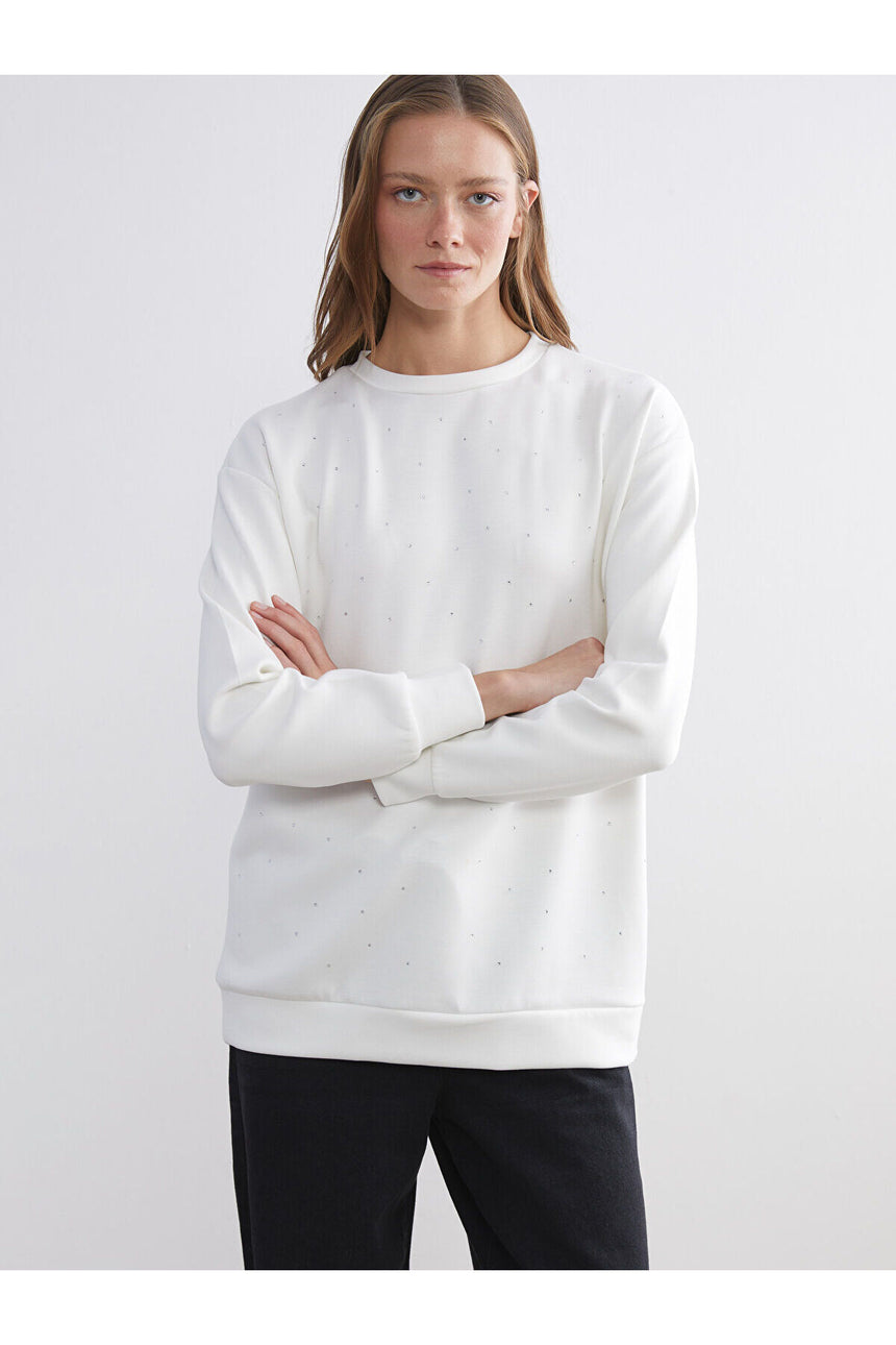 LCW KADIN W5LE48L8 SWT,GENOVA-TAS-SWEAT - Ekru