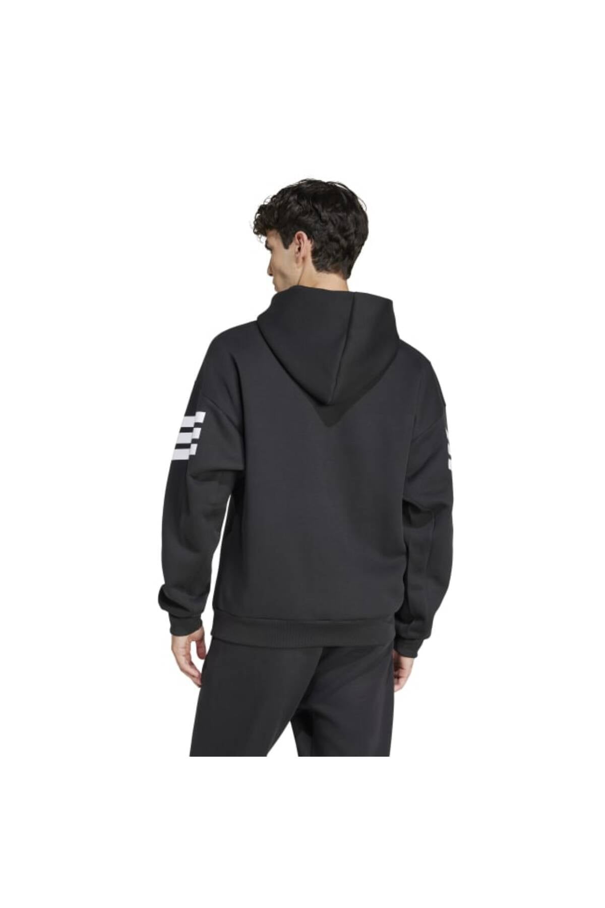 adidas Future Icons 3-Stripes Erkek Kapüşonlu Sweatshirt JD4827 - Siyah