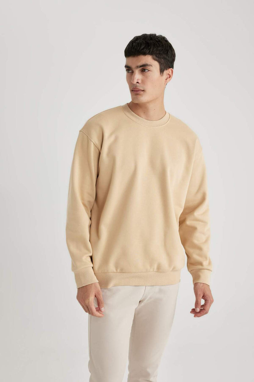Defacto Erkek Sweat Shirt T5139Az - Kahverengi / Kum Beji
