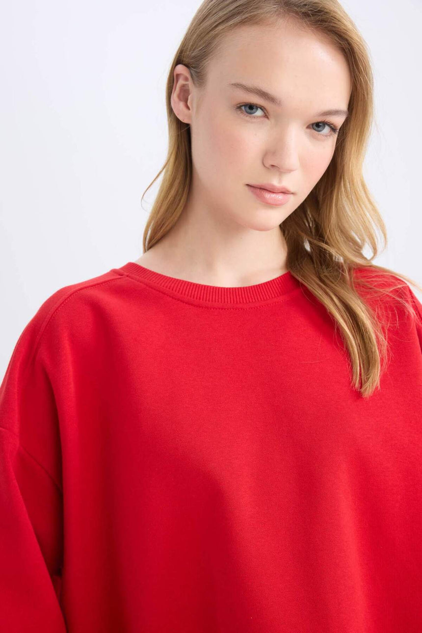 Defacto Kadın Sweat Shirt A4177AX - Kırmızı