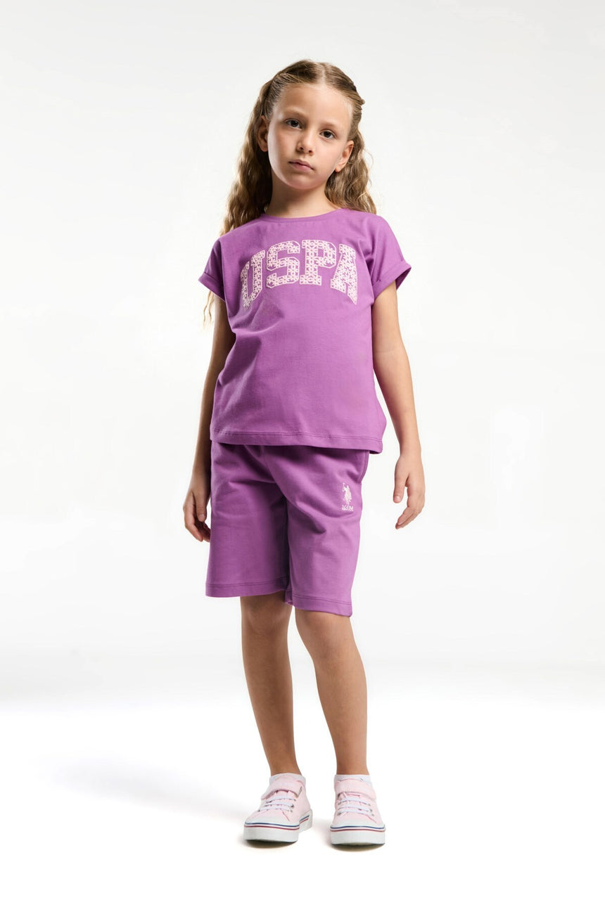 U.S. Polo Assn. Kız Garson Bermuda Takım Us2086-G - Mor