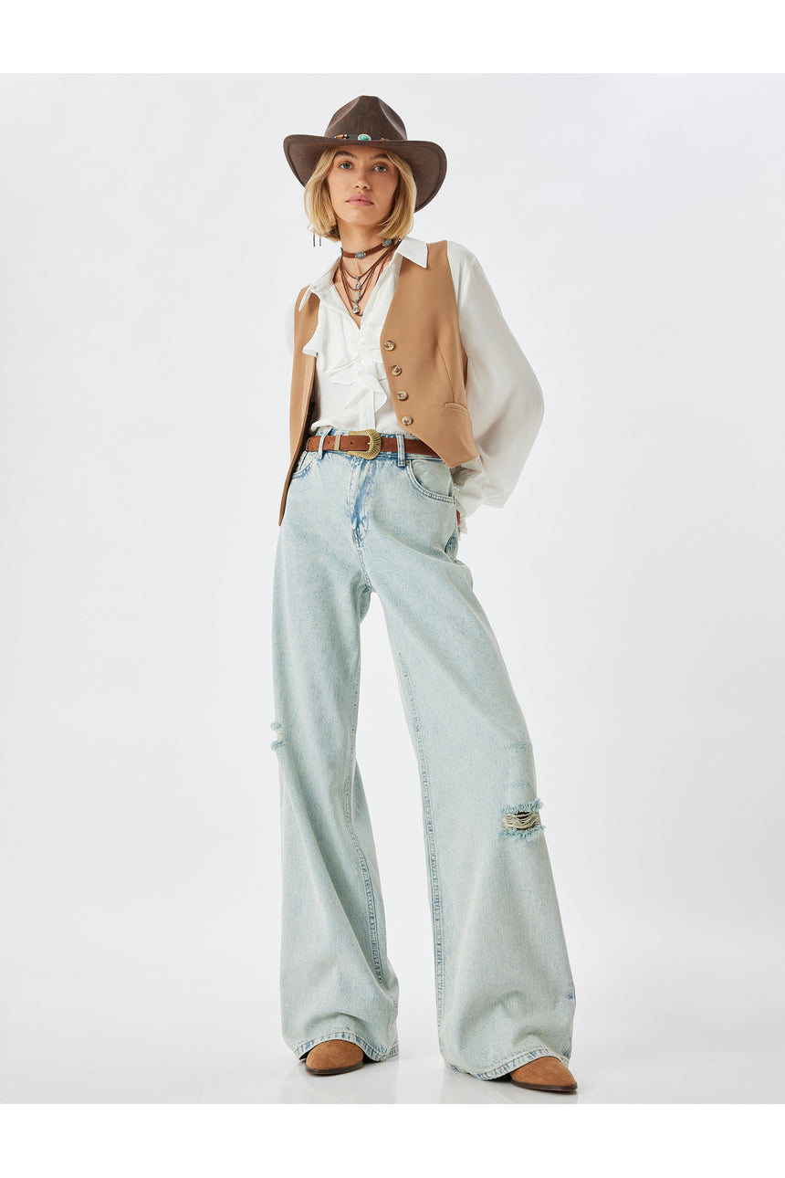 KOTON KADIN TROUSERS 5WAL40090MD - Sarı