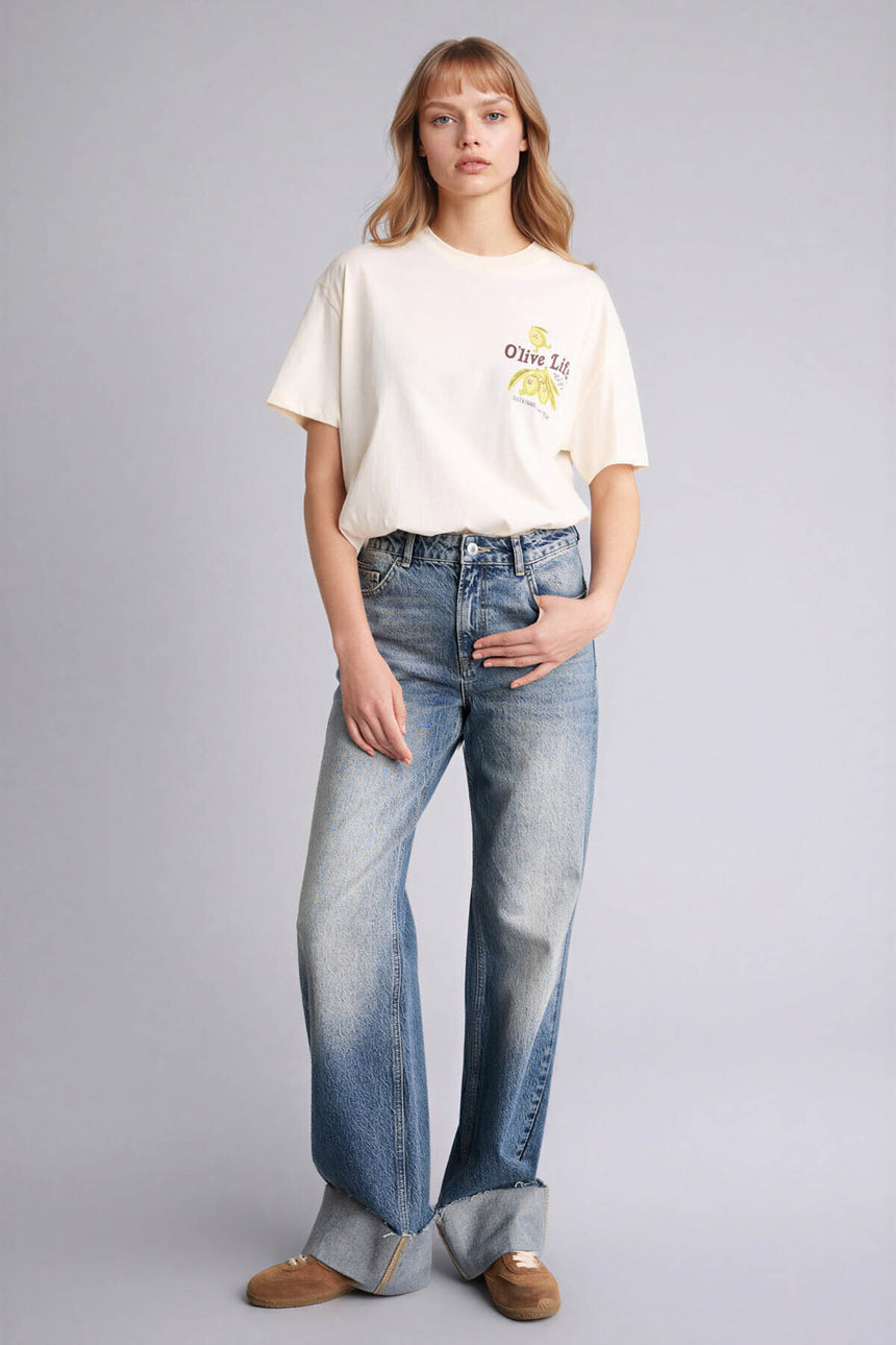 DeFacto G2471AX Kadın T-Shirt - Ekru