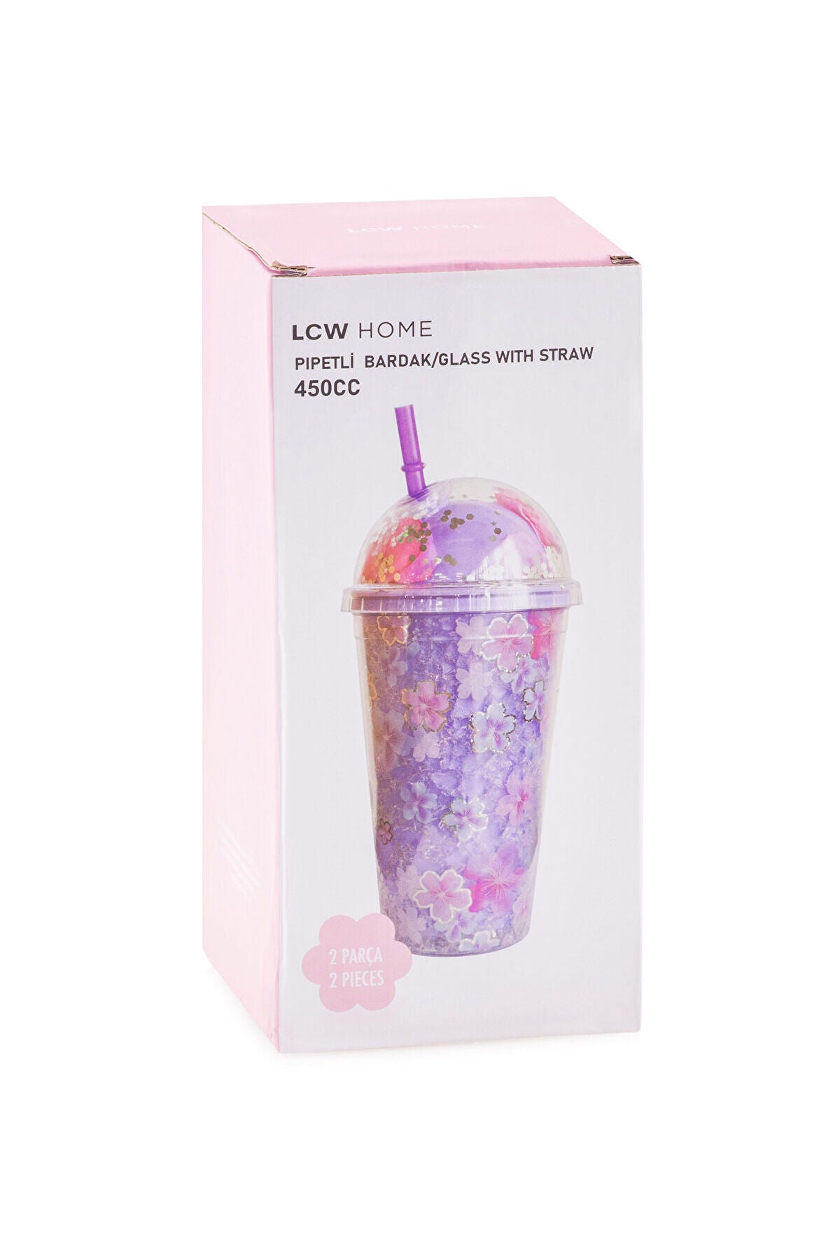 LC Waikiki Home Çiçek Desenli Çift Cidarlı Pipetli Bardak S6DM02B8 - Karışık
