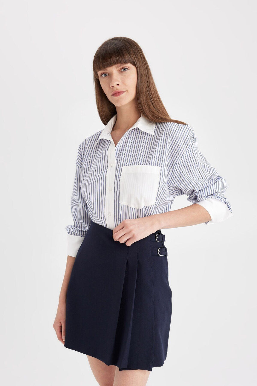 Defacto Kadın Woven Skirt D4201AX - Koyu Lacivert