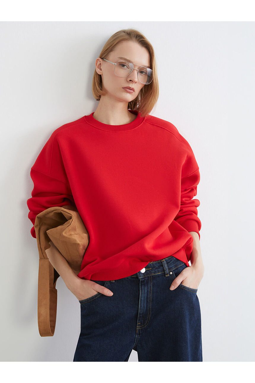 LC Waikiki Kadın Oversize Sweatshirt W5BY86B8 - Kırmızı