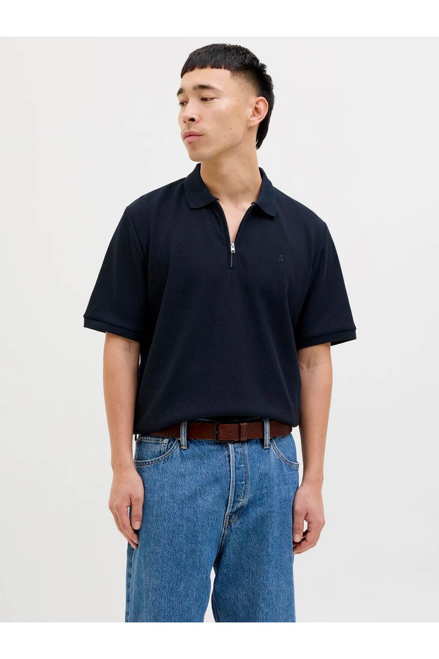 JACK&JONES POLO SHIRT MALE KNIT PRE58/CO39/EA3 12279177 - Koyu Lacivert