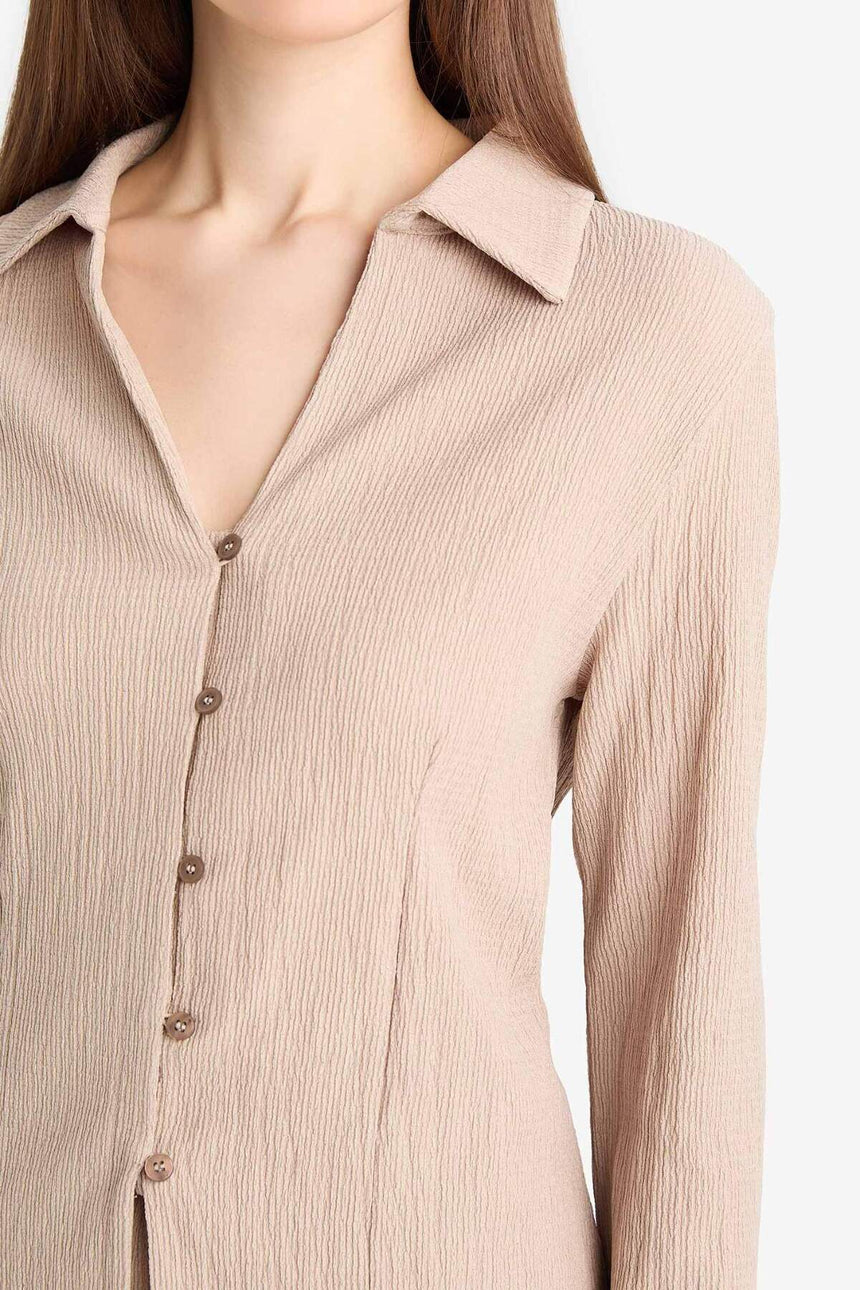 Defacto Kadın Long Sleeve Blouse E8277Ax - Kahverengi / Kum Beji