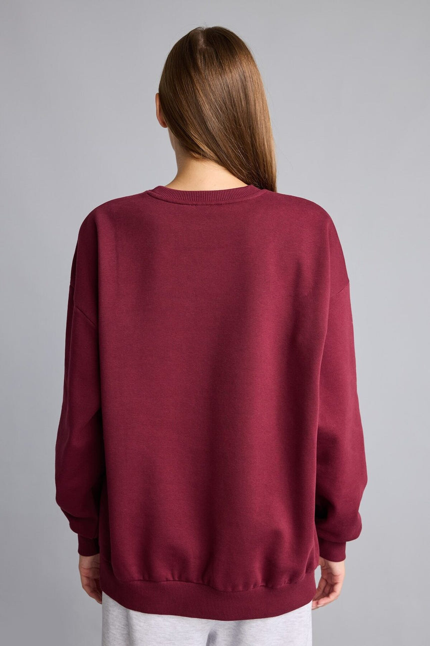 DeFacto Kadın Sweatshirt F9628AX - Bordo