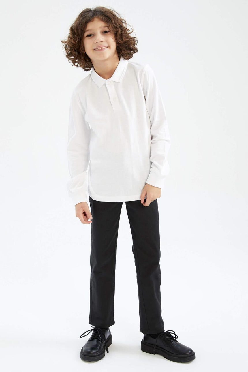 DeFacto L0288A6 Çocuk Polo Yaka T-Shirt - Beyaz