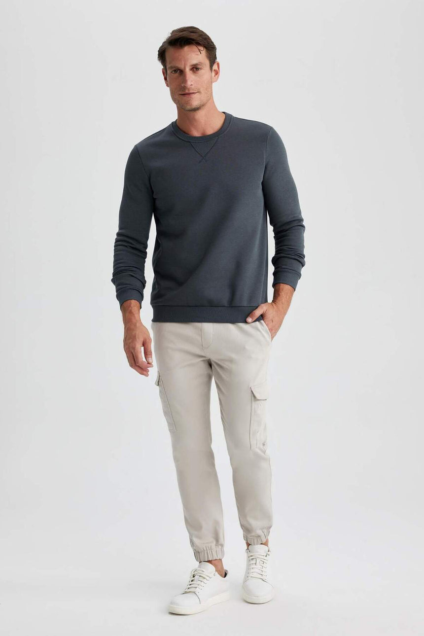DeFacto Erkek Sweatshirt T3777AZ - Antrasit