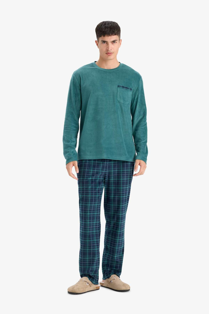 DeFacto Erkek Pijama Takımı D0047AX - Yeşil